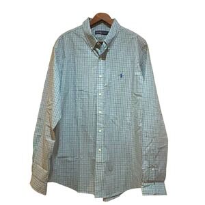 Ralph Lauren Shirt Mens XXL Plaid Button Down Green Multi Preppy Office CorpCore